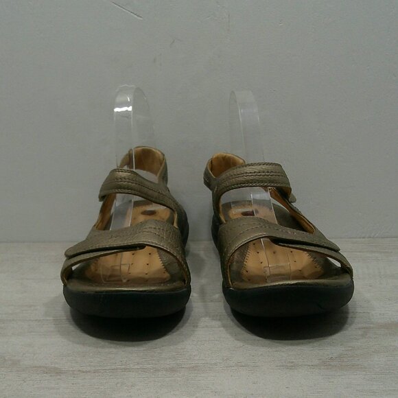 Clarks unstructured Leather Athletic Metallic Bronze Comfort Sandals Size 10 M - Picture 3 of 12